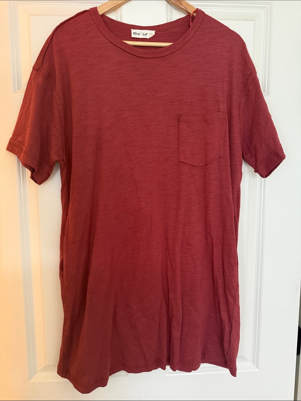 Short-Sleeve Pocket Tshirt dress - Rust- large